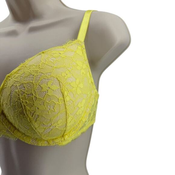 Victoria’s Secret Dream Angels Push Up Bra Brilliant Yellow Lace 34D - Picture 2 of 6